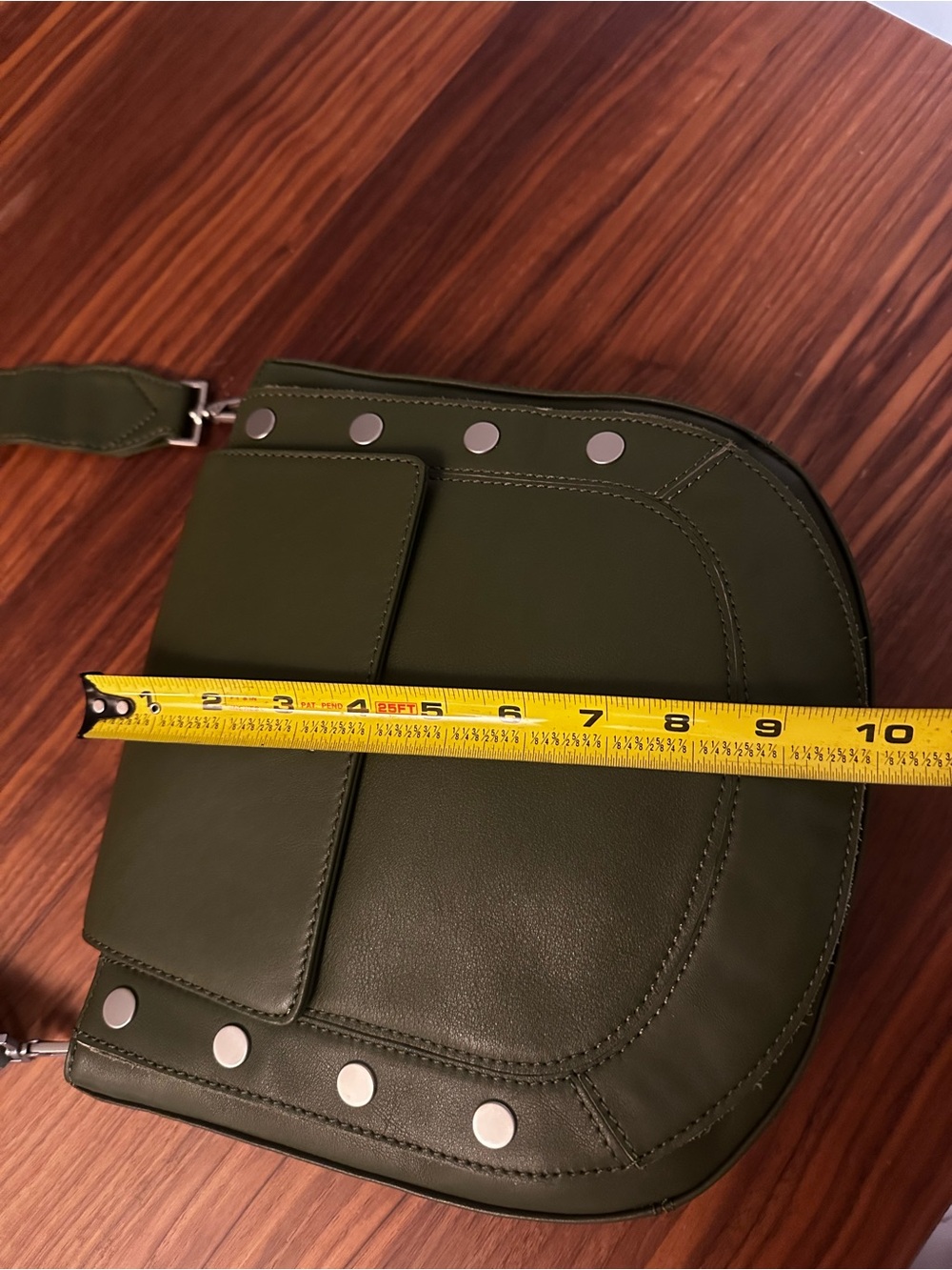 Hammitt Olive Green Leather Studded Saddle Bag - Picture 10 of 12